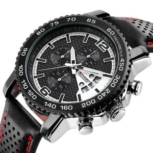【送料無料】腕時計　ウォッチ　クロノグラフクオーツカレンダーレザーストラップウォッチlongbo 80176 chronograph calendar quartz watch waterproof leather strap men watc