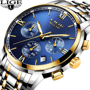 【送料無料】腕時計　ウォッチ　ファッションクォーツスポーツフルスチールウォッチlige luxury watches men fashion sport military quartz watch men full steel b