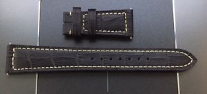 【送料無料】腕時計　ウォッチ　アラームアルピナクロコダイルレザーストラップホワイトポイントgenuino reloj alpina largo negro correa de cuero cocodrilo grano 22 mm punto blanco