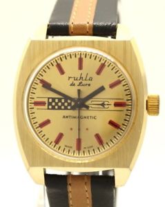 【送料無料】腕時計　ウォッチ　ドイツレッドゴールドブラウンブラックruhla de luxe germany reloj pulsera para hombre oro rojo marrn negro kaliber 24