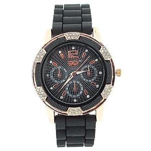 【送料無料】腕時計　ウォッチ　ローズゴールドブラックシリコンベルトファッションgolddigga mujer oro rosa cristal negro correa de silicona reloj de moda dig68d