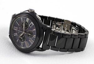 【送料無料】腕時計　ウォッチ　ブラックスイスセラミッククロノグラフアラームlujo alfex swiss made negra cermica chronograph reloj perlmut esfera｜hokushin