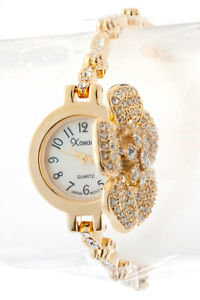 【送料無料】腕時計　ウォッチ　ファッションレディースガラスreloj de pulsera dorado cristal flor damas moda