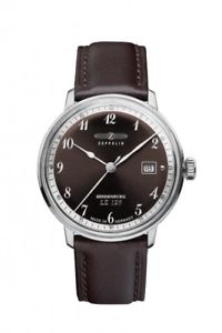 【送料無料】腕時計　ウォッチ　ツェッペリンクロックヒンデンブルクテレビブラウンレトロデザインzeppelin reloj lz129 hindenburg 70465 plana reloj de pulsera caballero diseo retro marrn