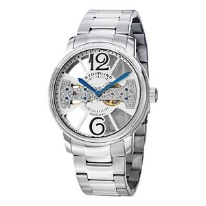【送料無料】腕時計　ウォッチ　シルバースケルトンクロックブリッジsthurling hombres color plata esfera esqueleto expuesto puente movimiento reloj