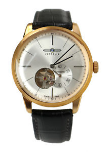 【送料無料】腕時計 ウォッチ ツェッペリンステンレススチールウォッチzeppelin seores automatik reloj de pulsera acero inoxidable rosegold 73624 cuero negro|hokushin