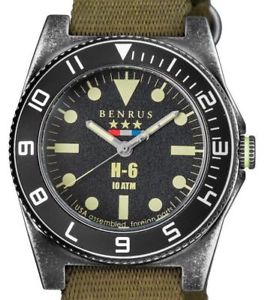【送料無料】腕時計 ウォッチ メンズテストオリーブナイロンブレスレット mens benrus h6 military tested limited olive nylon bracelet fast amp; free|hokushin