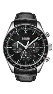 【貨物輸送無料】ウオッチ ご覧なさる ボストロフィーマンクロックアナログマルチファンクションboss trophy reloj de hombre 1513625 anlogo multi funcin cuero negro