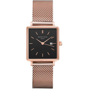 【送料無料】腕時計 ウォッチ アラームメッシュピンクゴールドrosefield reloj cuadrado negro malla oro rosado qbmrq05