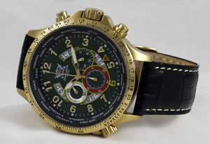 【送料無料】腕時計 ウォッチ ラグジュアリークロノグラフタキメーターリングゴールドグリーンlujo chronograph cavadini reloj taqumetro giratorias anillo iporo plat verde dgito