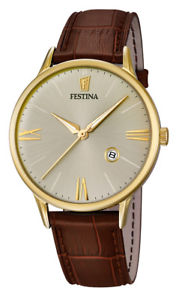 【送料無料】腕時計 ウォッチ アラームfestina f168252 reloj hombre reloj de pulsera de cuero marrn clsico nuevo