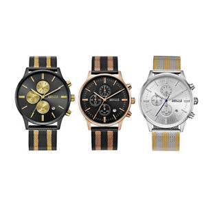 【送料無料】腕時計　ウォッチ　クロノグラフメンズメッシュクオーツ3xbaogela reloj de cuarzo para hombre con cronografo relojes de malla de as2j5