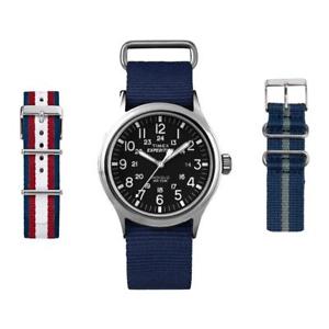【送料無料】腕時計　ウォッチ　スカウトネロブルビンテージorologio 2 cinturini timex scout t49962kbrw2 tessuto blu vintage nero indiglo