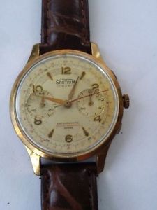 【送料無料】腕時計　ウォッチ　クロノグラフｋゴールドcronografo chronografh oro 18k spatium 17 rubis antimagnetic meccanico｜hokushin