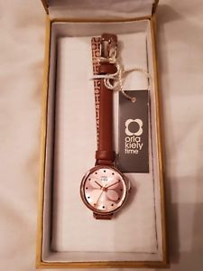 【貨物輸送無料】ウオッチ ご覧なさる ボックスプリントレディースベルトタンnuevo y en caja * orla kiely * seoras reloj de impresin vstago redondo, correa cuero tostado ok 2034