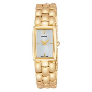 【送料無料】腕時計　ウォッチ　シルバーゴールドブレスレットクオーツケースサファイアreloj de cuarzo pulsar para mujer pulsera de oro plateado amp; case zafiro pj4002x1 s