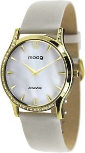 【送料無料】腕時計　ウォッチ　パリスワロフスキーエレメントブレスレットベージュmoog paris montre femme avec cadran blanc, elments swarovski, bracelet beige