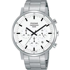 【送料無料】腕時計 ウォッチ ステンレススチールブレスレットケースpulsar para hombre 42mm de acero inoxidable pulsera de acero y estuche reloj con cuadrante blanco cuarzo|hokushin