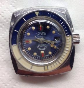 【送料無料】腕時計　ウォッチ　シルバーヒッピーレディビンテージダイバーsquale dippy silver eta 2671 lady vintage diver 25 atmos automatic｜hokushin