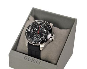 【送料無料】腕時計　ウォッチ　アナログクォーツステンレススチールブラックシリコンストラップｇguess anlogo de cuarzo reloj para hombre de acero inoxidablenegro correa de silicona w0798g｜hokushin