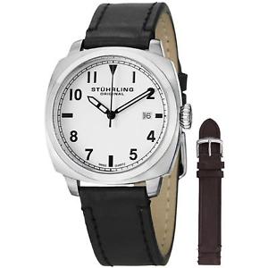 【送料無料】腕時計　ウォッチ　アラームセットミリブラックカーフレザーsthurling tuskegee spitfire reloj set hombres 40mm negro cuero de ternero