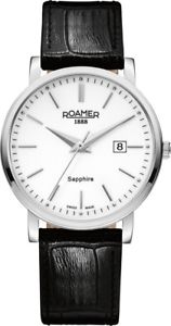 【送料無料】腕時計　ウォッチ　スイスクオーツローマーブランドブラックレザーストラップホワイトreloj de cuarzo suiza hombre roamer correa de cuero negro esfera blanca 709856 41 25 07 33,980円