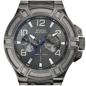 【貨物輸送無料】ウオッチ ご覧なさる 米突orologio uomo guess rigor,multifunzione,day date,bracciale acciaio grigio,100 mt
