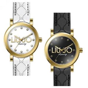 【貨物輸送無料】ウオッチ ご覧なさる ドナリューゴールドスワロフスキーorologio donna liu jo luxury sugar pelle bianco nero gold dorato swarovski