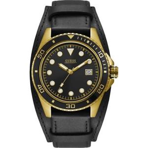 【貨物輸送無料】ウオッチ ご覧なさる 控え選手米突reloj de hombre guess crew w1051g3 cuero negro dorado sub 100mt nuevo