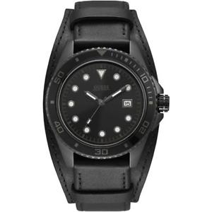 【貨物輸送無料】ウオッチ ご覧なさる 控え選手米突reloj de hombre guess crew w1051g4 cuero negro sub 100mt nuevo