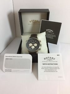 【貨物輸送無料】ウオッチ ご覧なさる クロノグラフブラウンレザーストラップウォッチロータリーrotary para caballero con crongrafo y esfera azul fecha reloj correa marrn de cuero gs0364205