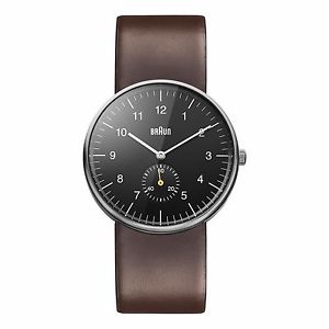 【貨物輸送無料】ウオッチ ご覧なさる ブラウンブラウンレザーストラップアラームクラシックbraun reloj clsica para hombre con correa de cuero marrn esfera negra amp; bn 0024 bkbrg