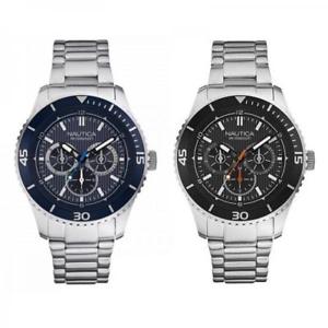 【送料無料】腕時計 ウォッチ クロックマルチファンクションステンレススチールブレスレットサブメートルreloj hombre nautica nst 100 multifuncin pulsera acero negro azul sub 100mt|hokushin