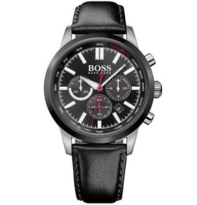 【送料無料】腕時計 ウォッチ ヒューゴボスレーシングブラックレザーストラップクロノグラフウォッチreloj de pulsera hugo boss hb1513191 racing correa de cuero negro crongrafo para hombres|hokushin