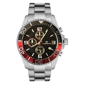 【送料無料】腕時計 ウォッチ スポーツクロノネロロッソサブメートルorologio uomo lorenz sport 30049gg chrono bracciale acciaio nero rosso sub 100mt|hokushin