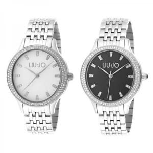 【貨物輸送無料】ウオッチ ご覧なさる ラグジュアリーリュジョスワロフスキーorologio donna liu jo luxury giselle bracciale acciaio bianco nero swarovski