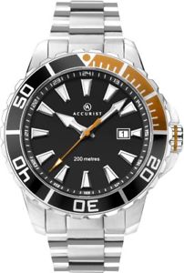 【貨物輸送無料】ウオッチ ご覧なさる ブラックダイビングアラームaccurist hombre en negro esfera 200m wr buceo reloj 7269