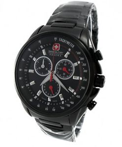 【送料無料】腕時計　ウォッチ　スイスナイツアラームクロノステンレススチールブラックswiss military hanowa 06527413007 caballeros reloj chrono acero inoxidable negro nuevo｜hokushin