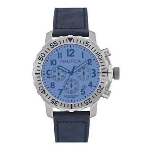 【送料無料】腕時計　ウォッチ　ナイクロノペレブルアッズーロメートルorologio uomo nautica nms 01 nai19534g chrono pelle blu azzurro 100mt｜hokushin