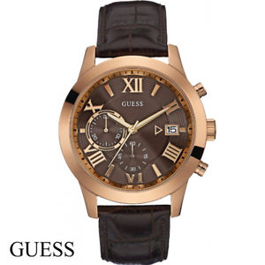【送料無料】腕時計　ウォッチ　アトラスナイツguess w0669g1 atlas rosgold marrn de cuero reloj pulsera caballeros nuevo｜hokushin