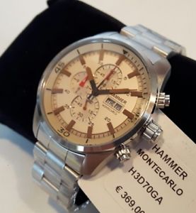 【送料無料】腕時計 ウォッチ ハンマーモンテカルロクロノグラフクロノorologio uomo hammer,cronografo montecarlo,acciaio inox,day date,42 mm,chrono|hokushin