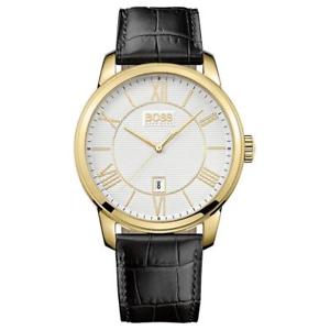 【送料無料】腕時計 ウォッチ ヒューゴボスレザーステンレススチールアラームhugo boss 1512972 caballeros negro cuero 41mm caja de acero inoxidable fecha reloj|hokushin