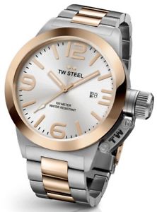 【送料無料】腕時計 ウォッチ スチールトーンクロックtw steel cb122 hombre dos tonos 50mm canteen reloj 2 aos de garanta|hokushin