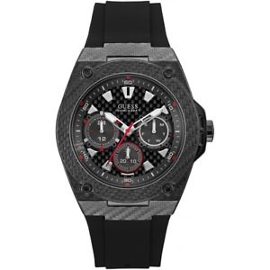 【送料無料】腕時計 ウォッチ ブラックシリコンストラップウォッチguess caballeros de fibra de carbono mirada reloj correa de silicona negro esfera negra w1048g2|hokushin