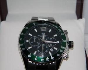 【送料無料】腕時計　ウォッチ　アラームクロノグラフブレスレットメートルreloj crongrafo accurist acero hombre de 100 metros con esfera negra en pulsera