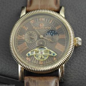 【送料無料】腕時計　ウォッチ　オープンreloj pulsera constantin weisz chapado en oro corazn abierto automtico da noche de cuero