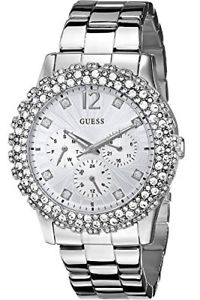 【送料無料】腕時計　ウォッチ　アラームステンレススチールブレスレットシルバーguess w0335l1 dazzler reloj pulsera de acero inoxidable plata｜hokushin
