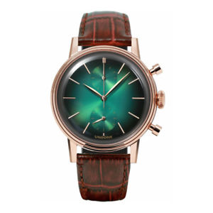 【送料無料】腕時計　ウォッチ　クロノクォーツゴールドピンクグリーンペレundone crono ibrido quarzo meccanico acciaio oro rosa verde pelle orologio uomo