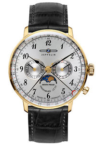 【貨物輸送無料】ウオッチ ご覧なさる ツェッペリンクロックzeppelin hindenburgo reloj de hombre con fase lunar 70381