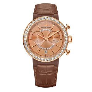 【送料無料】腕時計　ウォッチ　スワロフスキークリスタルクロノグラフアラームピンクゴールドスイスswarovski crongrafo reloj 38mm oro rosa citra sphere cuero nuevo hecho en suiza 52,188円